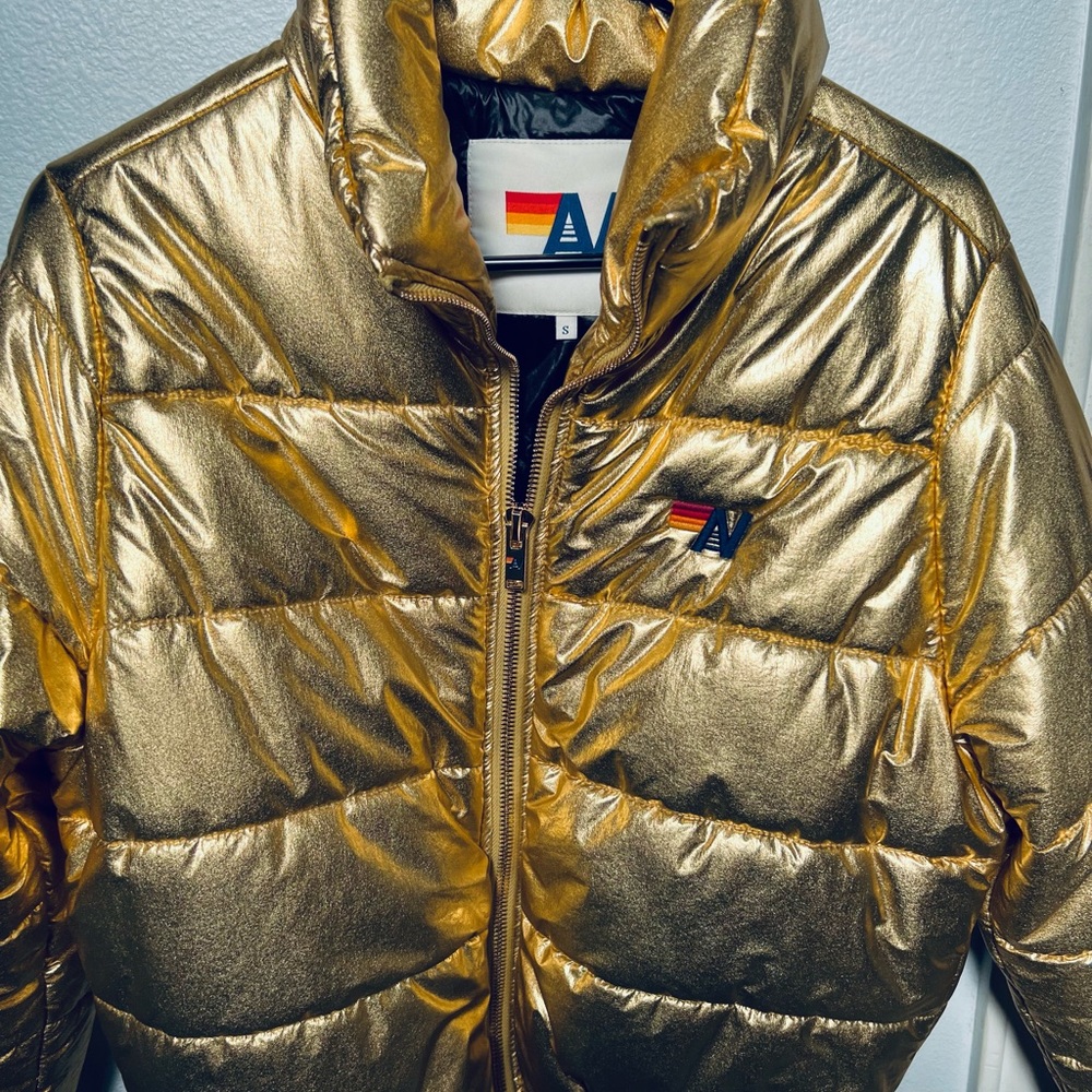 Aviator Nation Metallic Gold Puffer Jacket - Picture 4 of 13